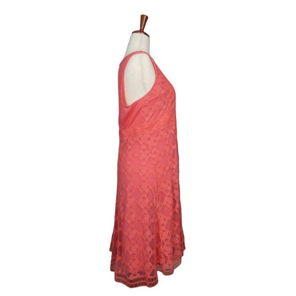 Sundance Romantic Gesture Coral Pink Mesh Embroidered Lace Dress size 14 #616 - Picture 4 of 6